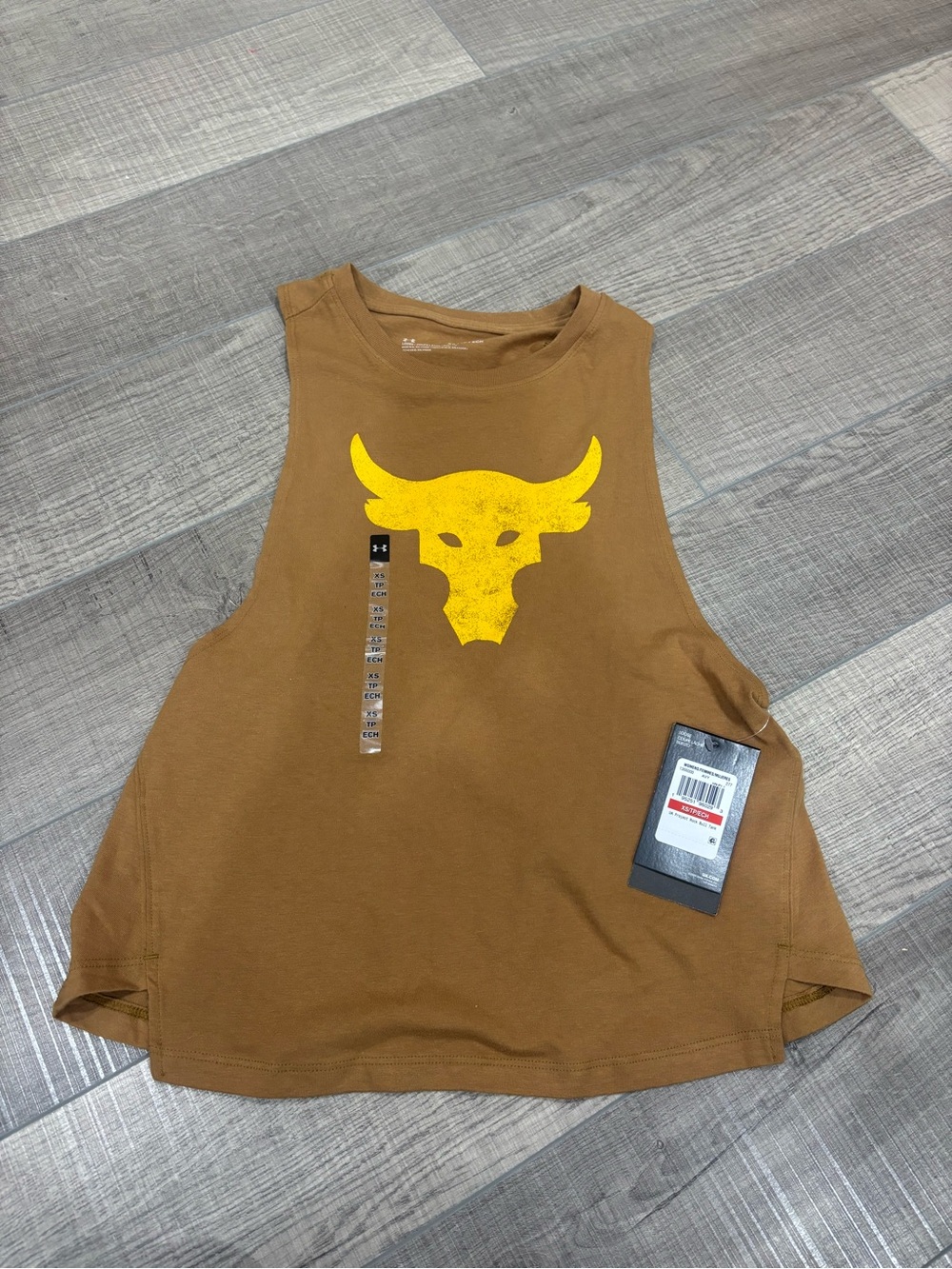 Under Armour project rock Brown Tank with Yellow Bull Logo
